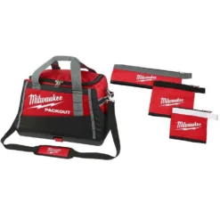 Milwaukee 20 in. PACKOUT Tool Bag with Multi-Size Zipper Tool Bags in Red (3-Pack)