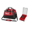 Milwaukee 20 in. PACKOUT Tool Bag with BIG HAWG Carbide Hole Saw Kit with PACKOUT Case (9-Piece) -Gripstor Sales Store red milwaukee modular tool storage systems 48 22 8322 49 56 9295 64 1000