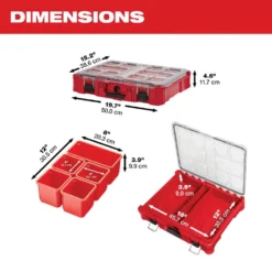 Milwaukee PACKOUT 11-Compartment Impact Resistant Portable Small Parts Organizer -Gripstor Sales Store red milwaukee modular tool storage systems 48 22 8430 40 1000