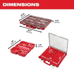 Milwaukee PACKOUT 11-Compartment Low-Profile Impact Resistant Portable Small Parts Organizer -Gripstor Sales Store red milwaukee modular tool storage systems 48 22 8431 40 1000