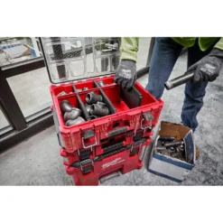 Milwaukee PACKOUT 20 in. Deep Organizer with 6 Compartments and Quick Adjust Dividers -Gripstor Sales Store red milwaukee modular tool storage systems 48 22 8432 44 1000