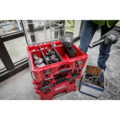 Milwaukee PACKOUT 20 in. Deep Organizer with 6 Compartments and Quick Adjust Dividers -Gripstor Sales Store red milwaukee modular tool storage systems 48 22 8432 66 1000