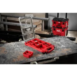 Milwaukee PACKOUT 5-Compartment Low-Profile Compact Small Parts Organizer (5-Pack) -Gripstor Sales Store red milwaukee modular tool storage systems 48 22 8436x5 66 1000