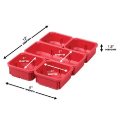 Milwaukee PACKOUT 5-Compartment Low-Profile Compact Small Parts Organizer (5-Pack) -Gripstor Sales Store red milwaukee modular tool storage systems 48 22 8436x5 a0 1000