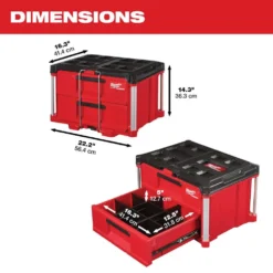 Milwaukee PACKOUT 22 in. 2-Drawer Tool Box with Metal Reinforced Corners -Gripstor Sales Store red milwaukee modular tool storage systems 48 22 8442 40 1000
