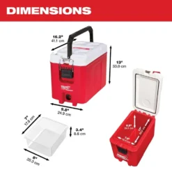 Milwaukee PACKOUT 10 in. Red 16 qt. Compact Cooler -Gripstor Sales Store red milwaukee modular tool storage systems 48 22 8460 40 1000