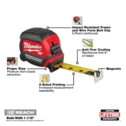 Milwaukee Adjustable Electricians Work Belt with 25 ft. x 1 in. Compact Magnetic Tape Measure (2-Pack) -Gripstor Sales Store red milwaukee tool belts 48 22 8110 48 22 0325g 40 1000