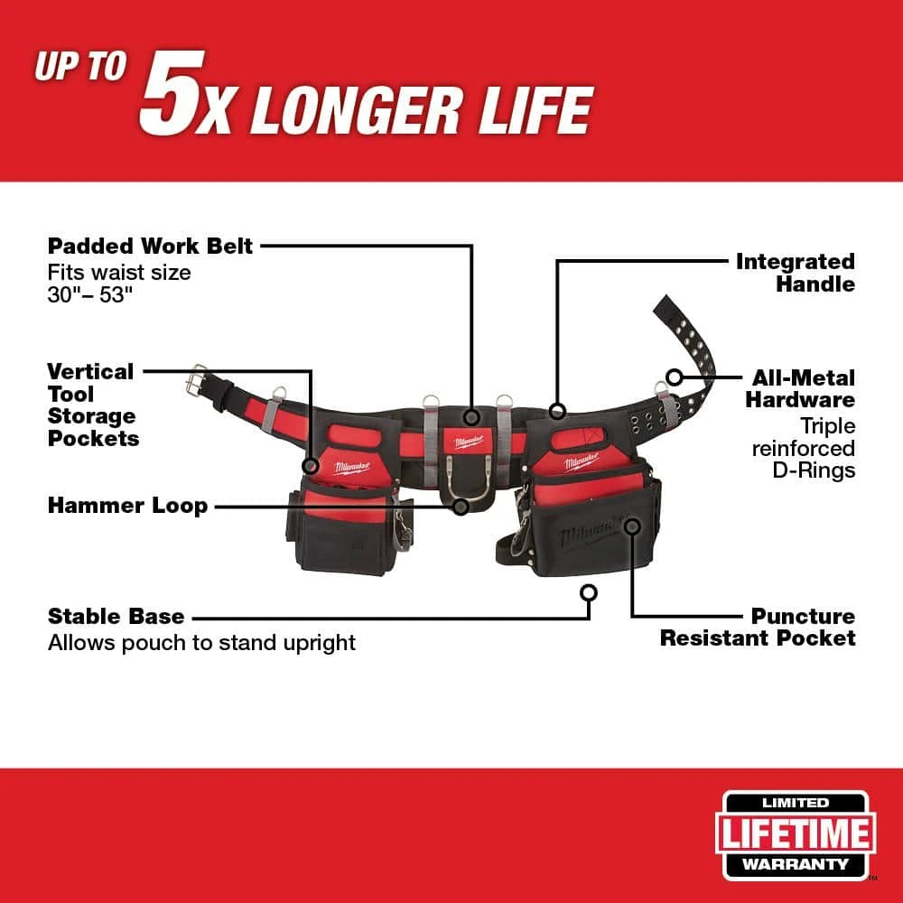 Milwaukee Adjustable Electricians Work Belt with 5-in-1 Folding Knife 4 Milwaukee Adjustable Electricians Work Belt with 5-in-1 Folding Knife - Image 2