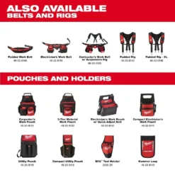 Milwaukee General Contractor Work Belt with Suspension Rig -Gripstor Sales Store red milwaukee tool belts 48 22 8120 44 1000
