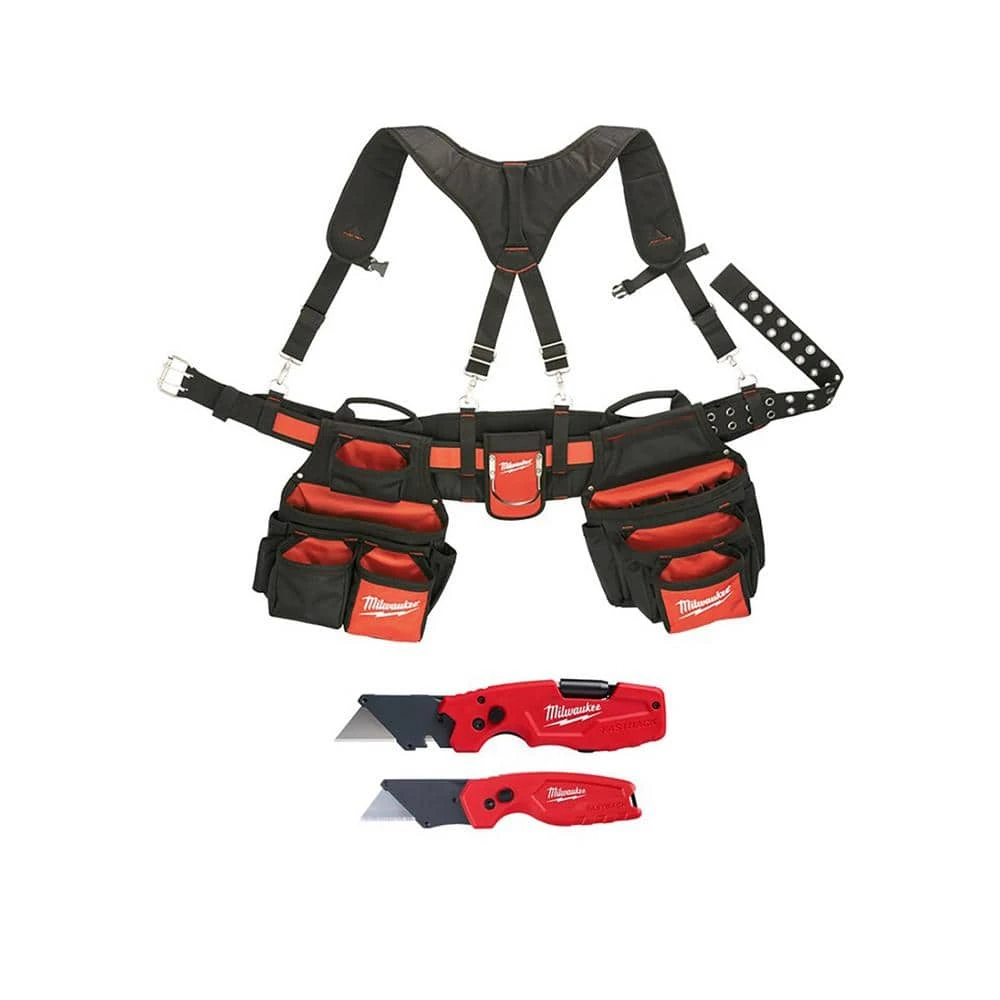 Milwaukee General Contractor Work Belt with FASTBACK 6-In-1 Folding Utility Knife and FASTBACK Compact Folding Utility Knife Set 3 Milwaukee General Contractor Work Belt with FASTBACK 6-In-1 Folding Utility Knife and FASTBACK Compact Folding Utility Knife Set