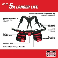 Milwaukee General Contractor Work Belt with Suspension Rig -Gripstor Sales Store red milwaukee tool belts 48 22 8120 e1 1000