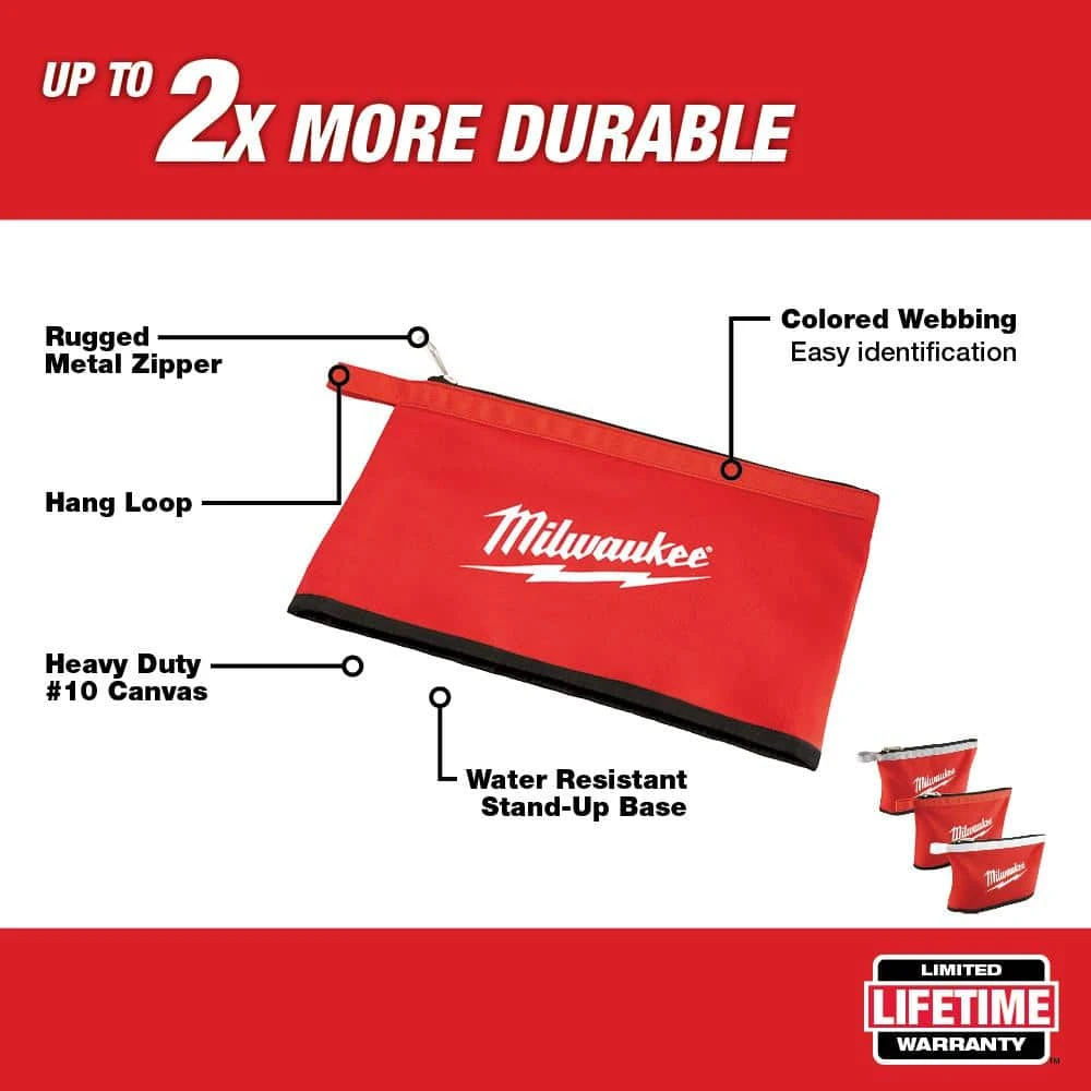 Milwaukee 12 in. Zipper Tool Bag in Multi-Color (3-Pack) 4 Milwaukee 12 in. Zipper Tool Bag in Multi-Color (3-Pack) - Image 2