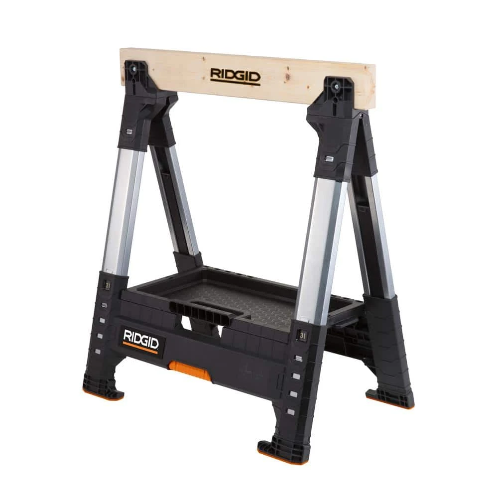 RIDGID 32 in. Polypropylene Folding Sawhorse with Adjustable Metal Legs 3 RIDGID 32 in. Polypropylene Folding Sawhorse with Adjustable Metal Legs