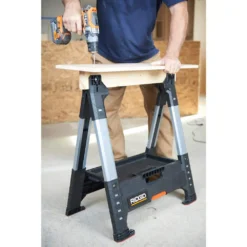 RIDGID 32 in. Adjustable Folding Sawhorse -Gripstor Sales Store ridgid saw horses 230710 66 1000