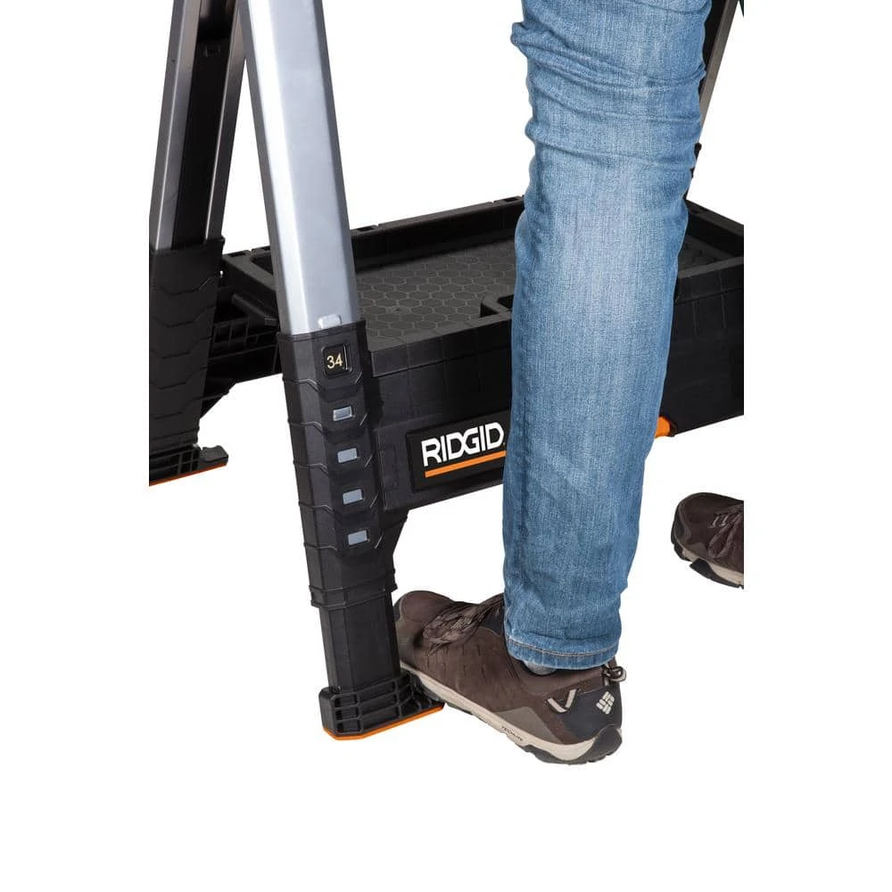 RIDGID 32 in. Polypropylene Folding Sawhorse with Adjustable Metal Legs 10 RIDGID 32 in. Polypropylene Folding Sawhorse with Adjustable Metal Legs - Image 8