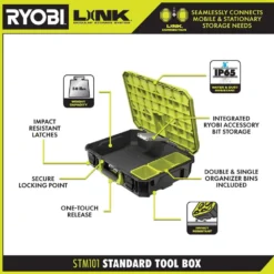 RYOBI LINK Standard Tool Box -Gripstor Sales Store ryobi green ryobi modular tool storage systems stm101 40 1000