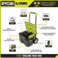 RYOBI LINK Rolling Tool Box -Gripstor Sales Store ryobi green ryobi modular tool storage systems stm201 40 1000