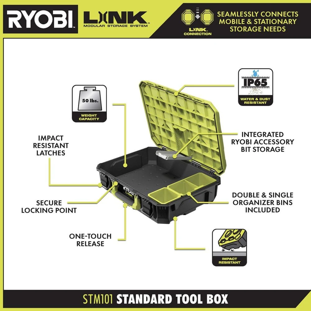 RYOBI LINK Rolling Tool Box with LINK Medium Tool Box and LINK Standard Tool Box 7 RYOBI LINK Rolling Tool Box with LINK Medium Tool Box and LINK Standard Tool Box - Image 5