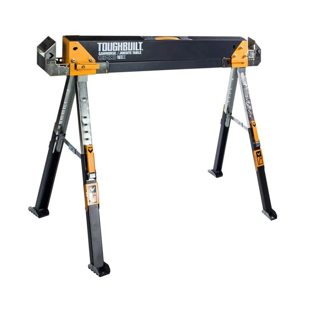 TOUGHBUILT 39.9" to 45.9"W x 25" to 32"H C700 Adjustable Sawhorse and Jobsite Table with 1300 lb capacity 3 TOUGHBUILT 39.9" to 45.9"W x 25" to 32"H C700 Adjustable Sawhorse and Jobsite Table with 1300 lb capacity