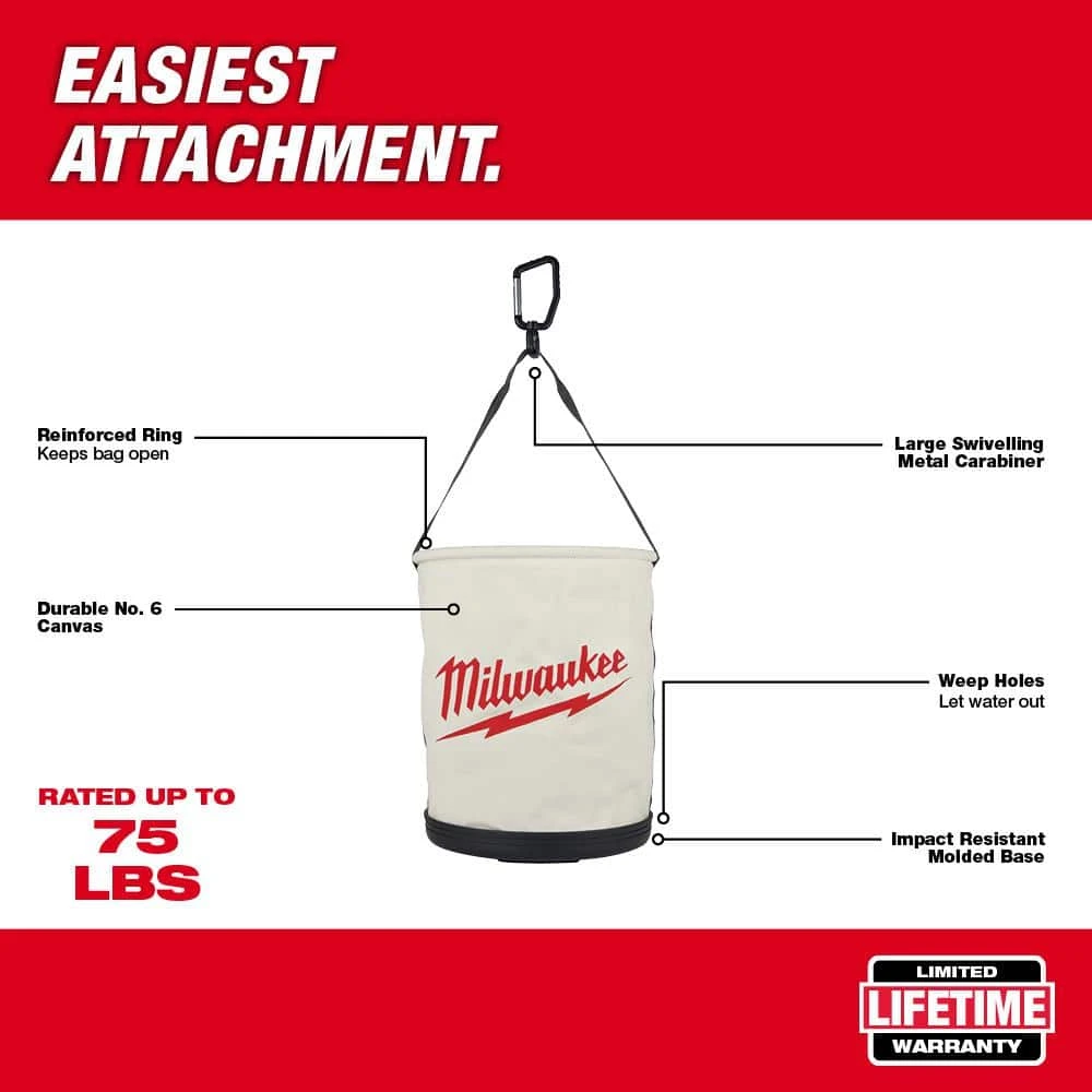 Milwaukee 12 in. Canvas Utility Bucket Tool Bag 4 Milwaukee 12 in. Canvas Utility Bucket Tool Bag - Image 2