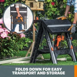 Worx Pegasus Multi-Function Work Table and Sawhorse with Quick Clamps and Holding Pegs -Gripstor Sales Store worx saw horses wx051 31 1000